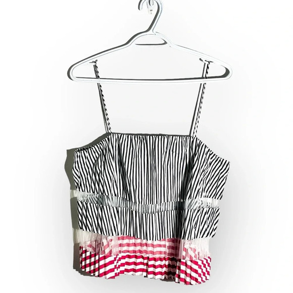 New Club Monaco Sunburst Pleated Sheer Tank Blouse size L - Picture 3 of 7